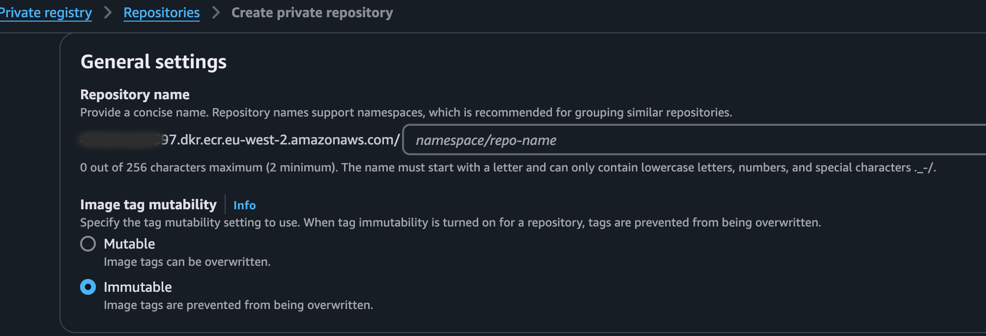 Create ECR registry 
