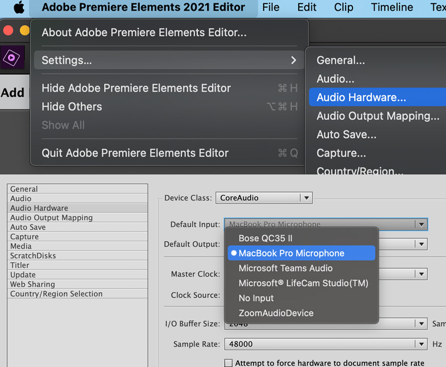 Adobe Premiere Audio Settings